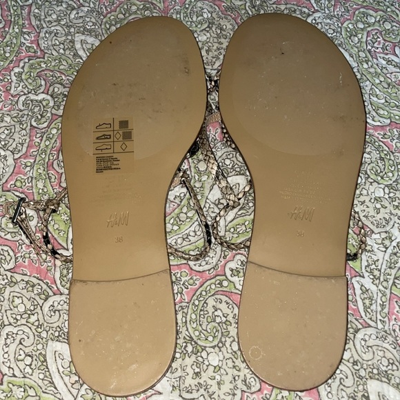 H&M side buckle flat sandals in python style print size 38 or 7 USA size. - Picture 2 of 6